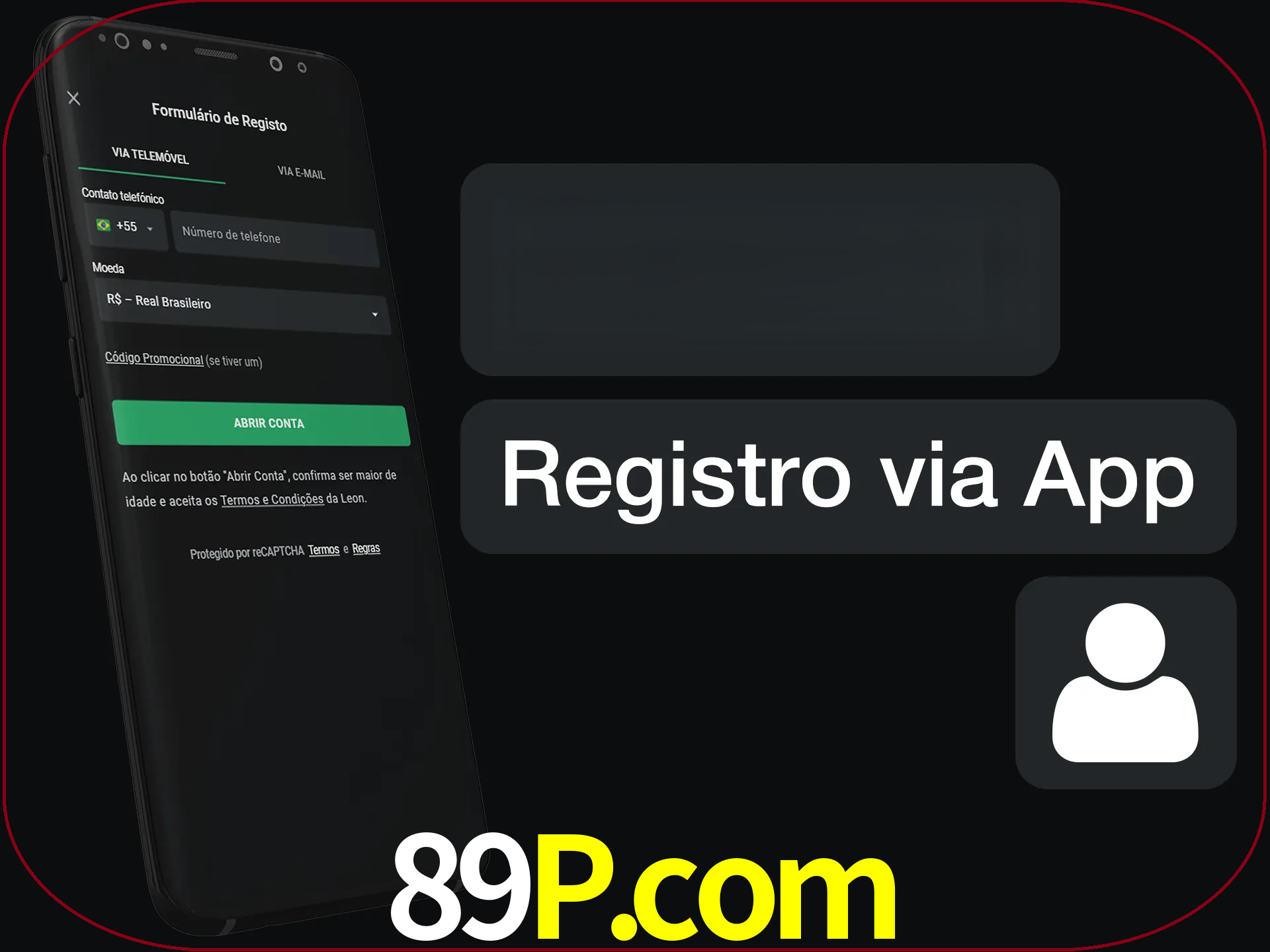 Registre-se com duas etapas usando o aplicativo.